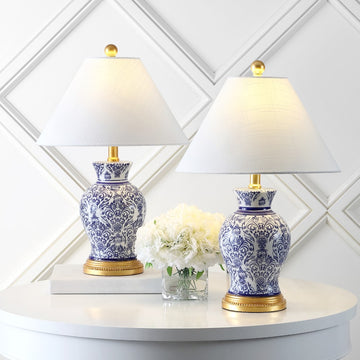 Xia 21" Ceramic/Iron Classic Modern LED Table Lamp - JONATHAN Y